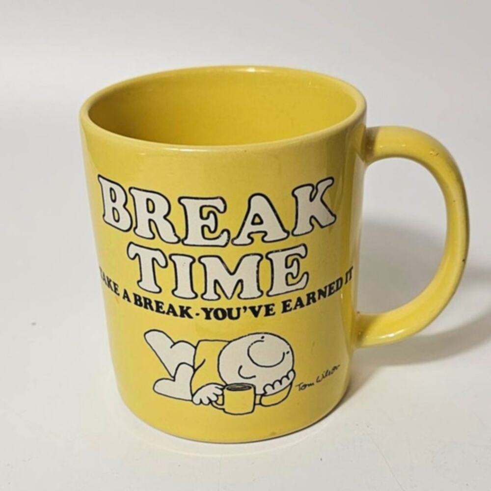 1980 Ziggy Break Time Yellow Stoneware Coffee Mug Tom Wilson WWA Inc.